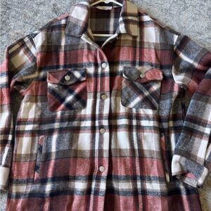 TALULAH Checkered Wool Jacket in Red and Cream